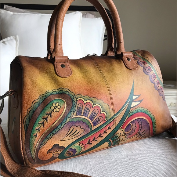 Anuschka Leather Satchel Crossbody Purse - Picture 15 of 15